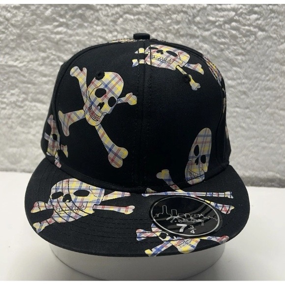 J.Dempsey Plaid Cross Bone Vintage Hat . Rare Y2K‎ Skate Grunge RN101372 - Picture 1 of 16